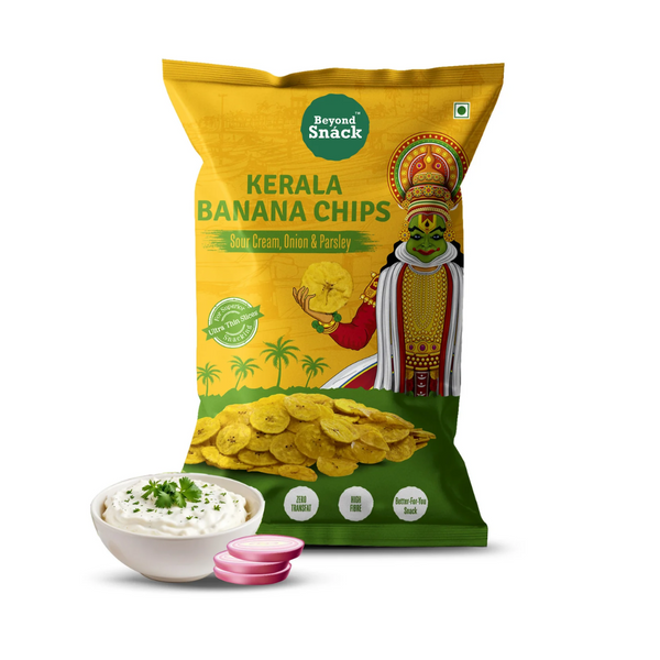 Beyond Snack's Kerala Banana chips Sour Cream Onion & Parsley 125g| BB:16/08/2025