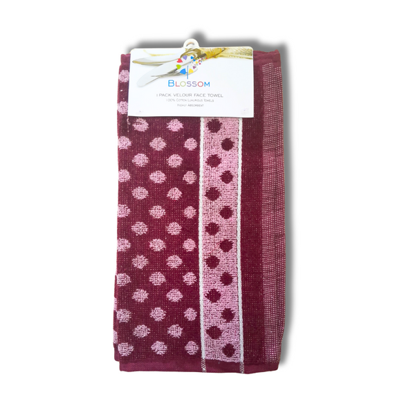 Blossom 1 pack Velour Face Towel (30x30cm) REF#56