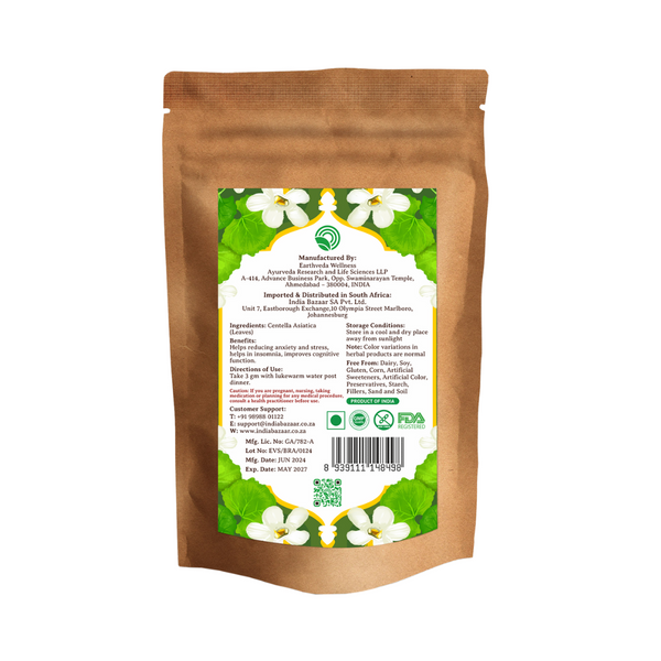 EarthVeda Brahmi (Centella) Powder|BB:MAY.2027