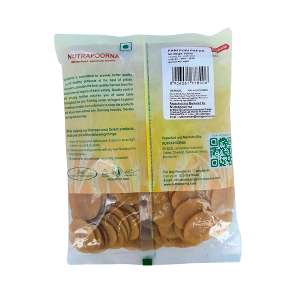 Nutrapoorna Pani Puri Papad 500Gm |BB:MAY2026