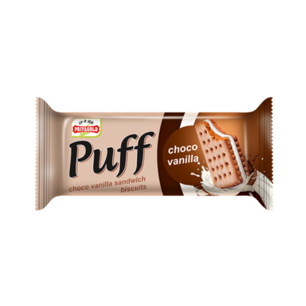 Priyagold Puff Choco Vanilla sandwich |BB:MAY.2025